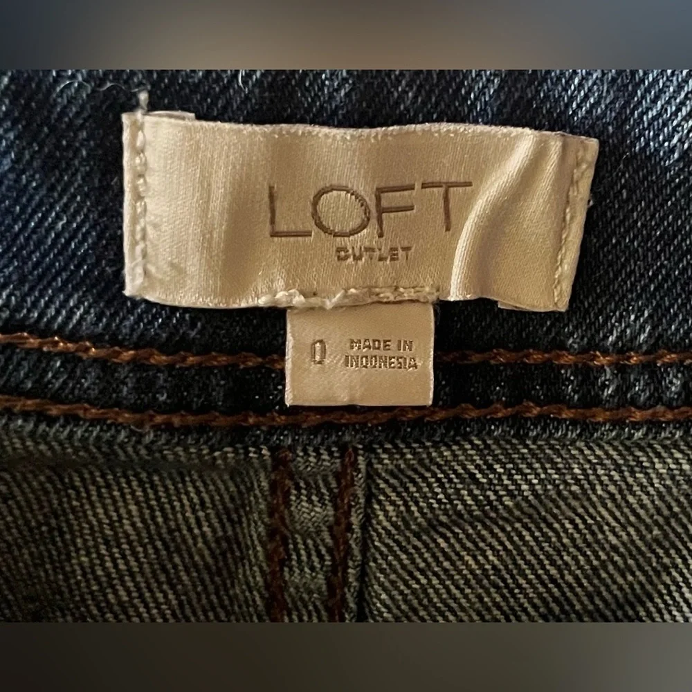 Loft Button Front Denim Blue Jean Mini Skirt Size 0